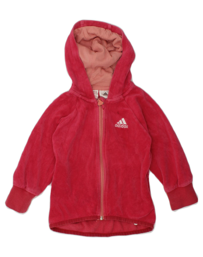 ADIDAS Baby Girls Zip Hoodie Sweater 18-24 Months Pink Cotton | Vintage Adidas | Thrift | Second-Hand Adidas | Used Clothing | Messina Hembry 