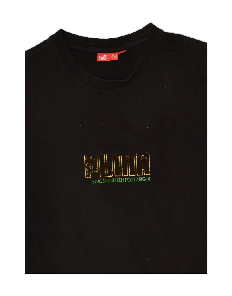 PUMA Mens Graphic T-Shirt Top Medium Black | Vintage Puma | Thrift | Second-Hand Puma | Used Clothing | Messina Hembry 