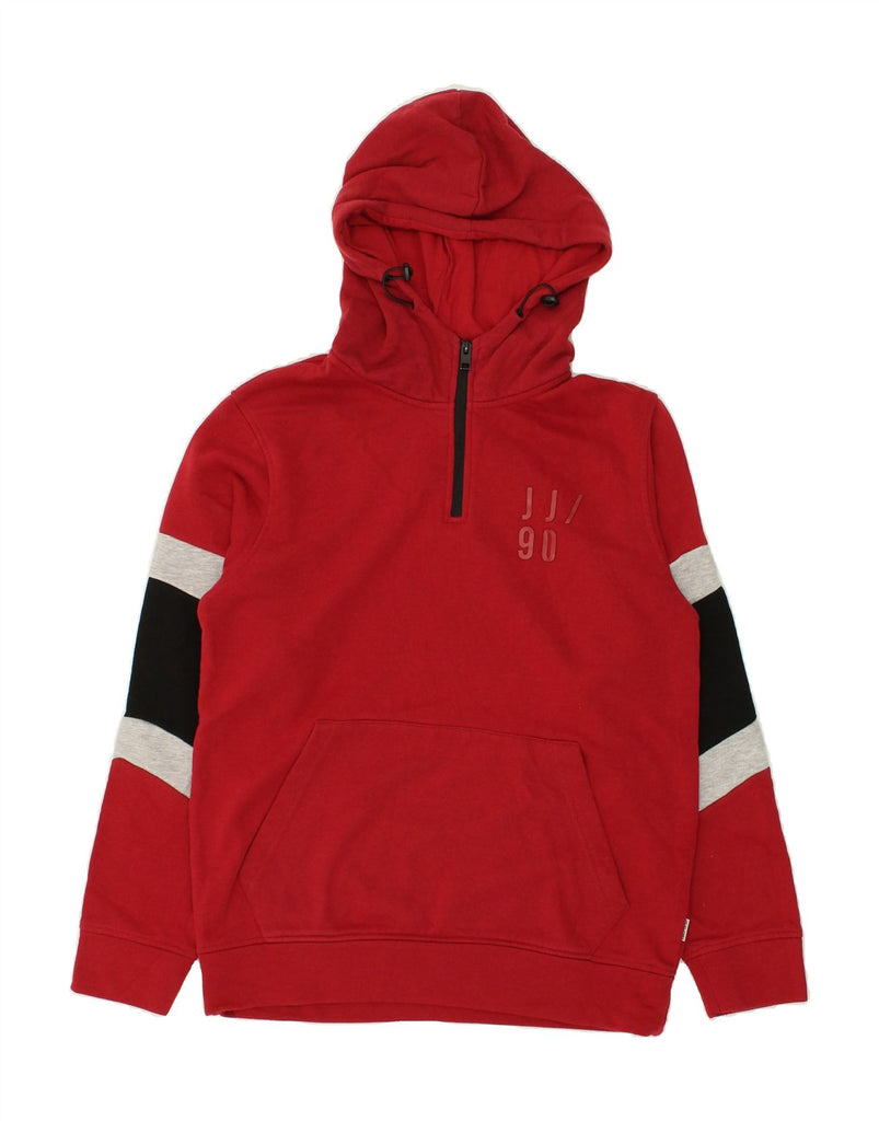 JACK & JONES Mens Zip Neck Hoodie Jumper Large Red Colourblock Polyester | Vintage Jack & Jones | Thrift | Second-Hand Jack & Jones | Used Clothing | Messina Hembry 