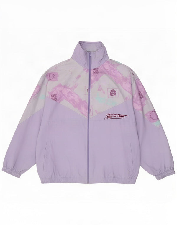 Vintage Womens Oversized Tracksuit Top Jacket IT 48 XL Purple Colourblock