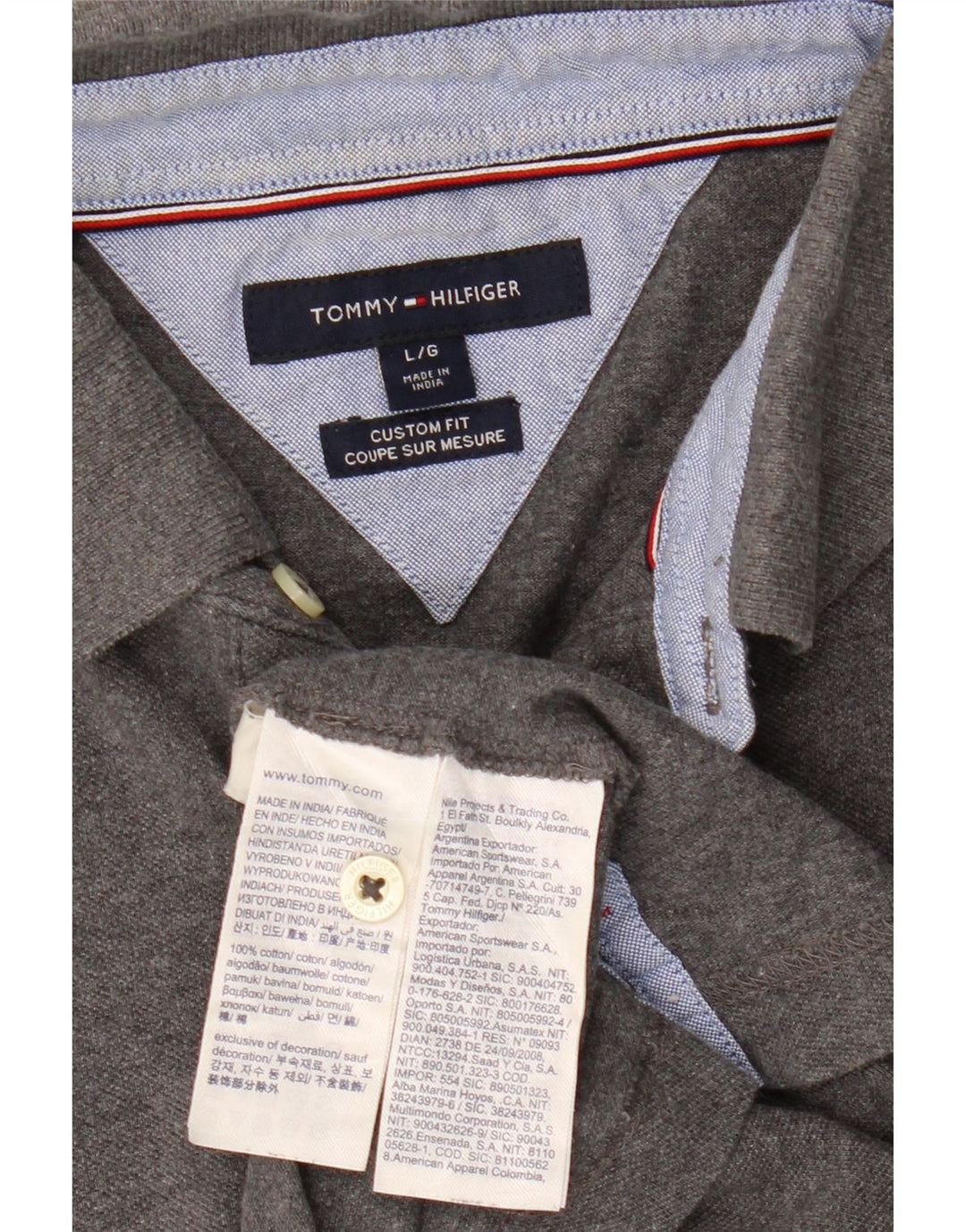 Tommy Hilfiger Mens Custom Fit Polo Shirt Large Grey Cotton