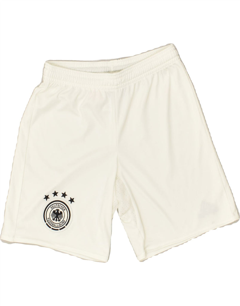 ADIDAS Boys Deutscher Fussball Bund Graphic Sport Shorts 9-10 Years White | Vintage Adidas | Thrift | Second-Hand Adidas | Used Clothing | Messina Hembry 