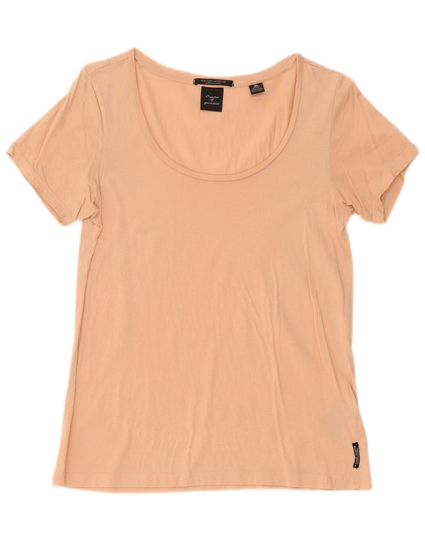 Maison Scotch Womens T-Shirt Top UK 10 Small Beige Cotton