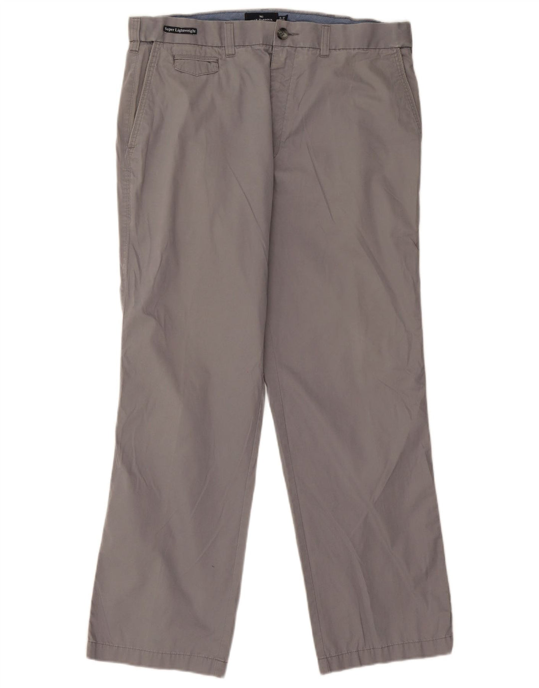 Marks & Spencer Mens Blue Harbour Straight Chino Trousers W36 L29 Grey