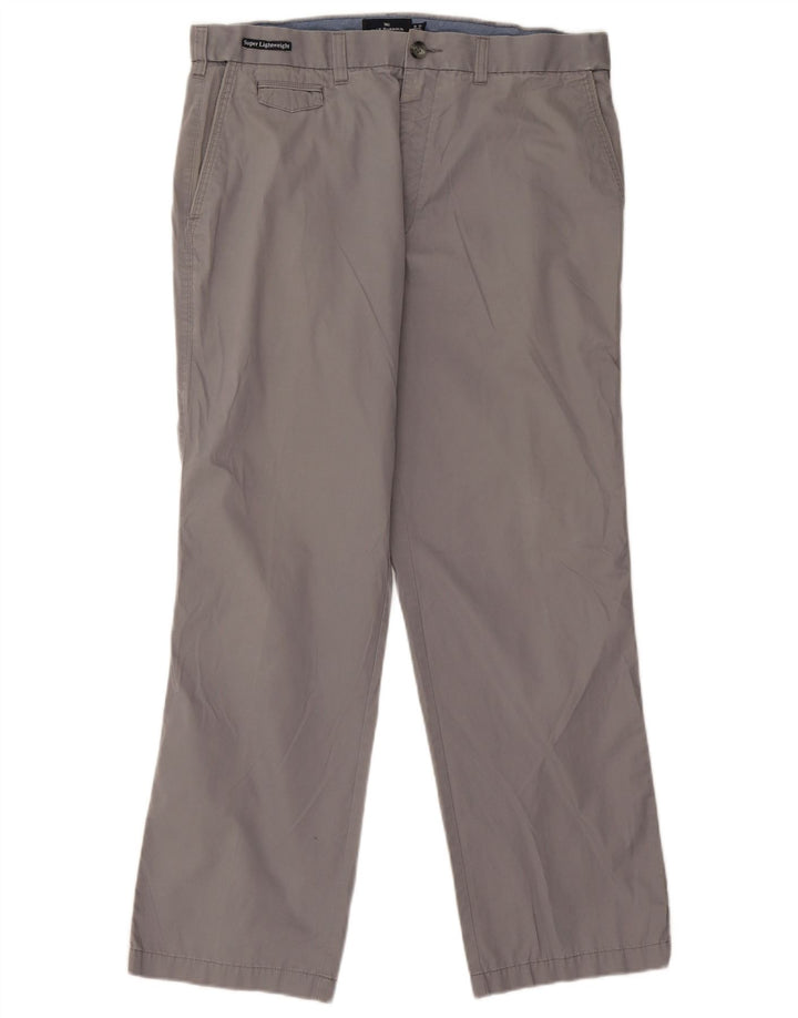 Marks & Spencer Mens Blue Harbour Straight Chino Trousers W36 L29 Grey