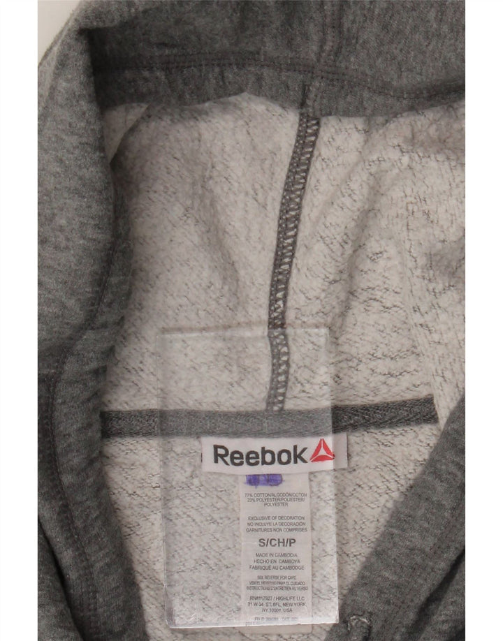 Reebok Mens Zip Hoodie Sweater Small Grey Cotton