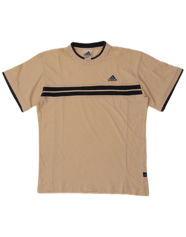 Adidas Boys T-Shirt Top 15-16 Years Beige Colourblock Cotton