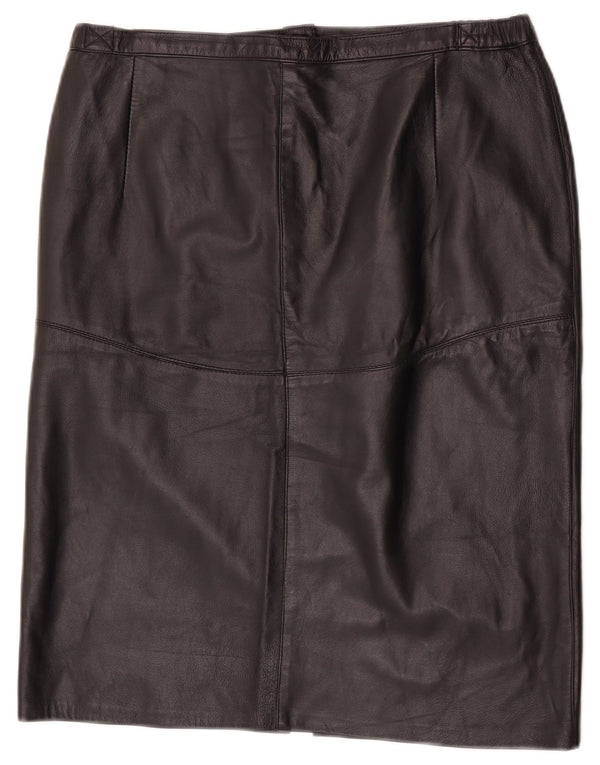 Vintage Womens Leather Skirt W34 Large Black