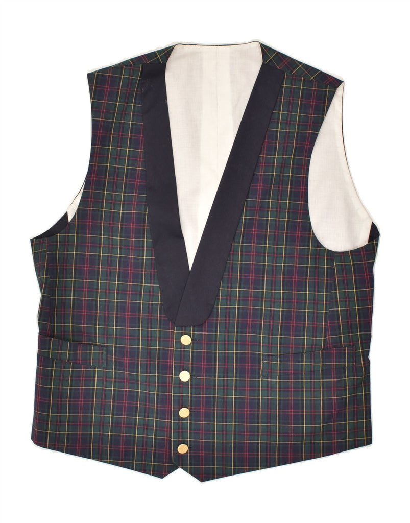 VINTAGE Mens Waistcoat IT 48 Medium Green Check | Vintage Vintage | Thrift | Second-Hand Vintage | Used Clothing | Messina Hembry 