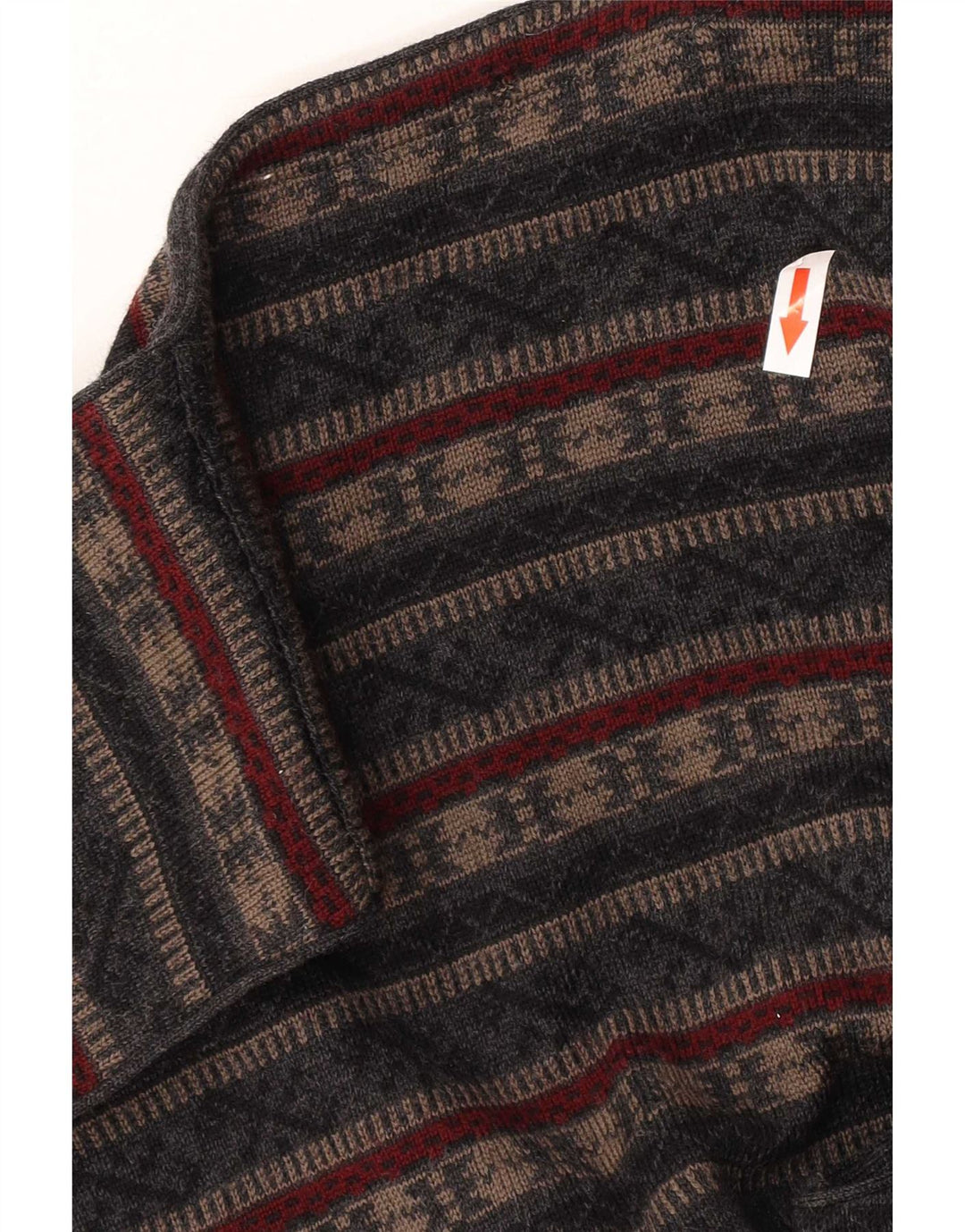 Vintage Mens Knit Waistcoat Medium Grey Fair Isle Virgin Wool