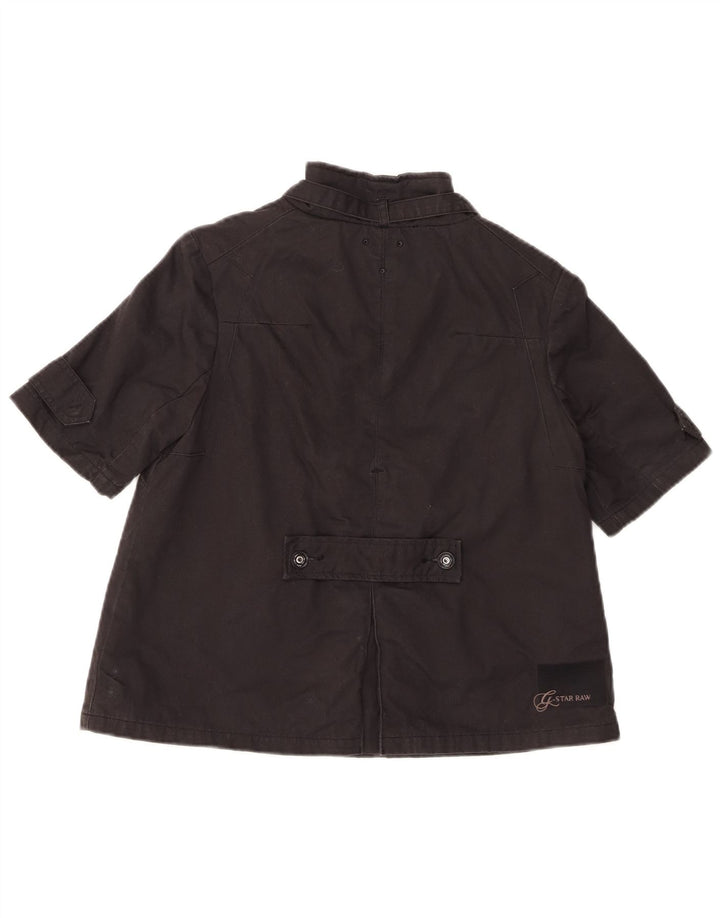 G-Star Womens Short Sleeve Bomber Jacket UK 10 Small Black Cotton