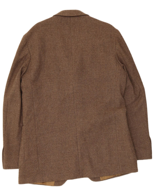 Marks & Spencer Mens 3 Button Blazer Jacket UK 42 Large Brown New Wool