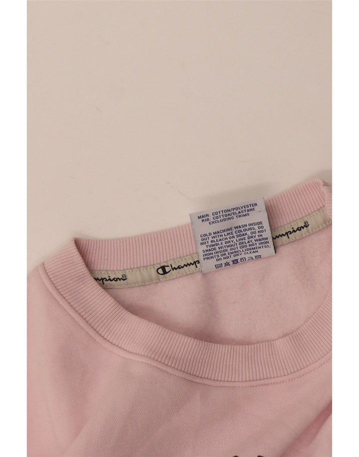 Champion Womens Graphic Oversized Sweatshirt Jumper UK 10 Small Pink Cotton