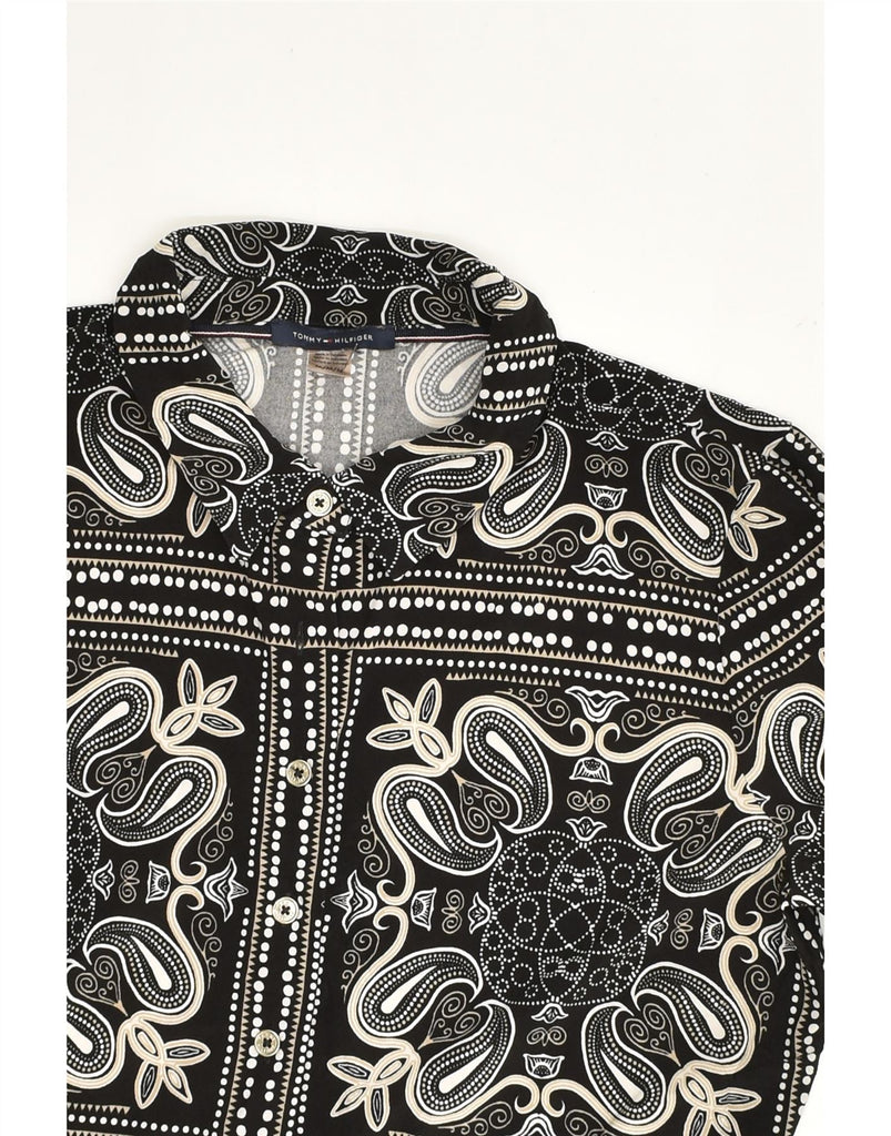 TOMMY HILFIGER Womens Shirt UK 14 Medium Black Paisley Polyester | Vintage Tommy Hilfiger | Thrift | Second-Hand Tommy Hilfiger | Used Clothing | Messina Hembry 