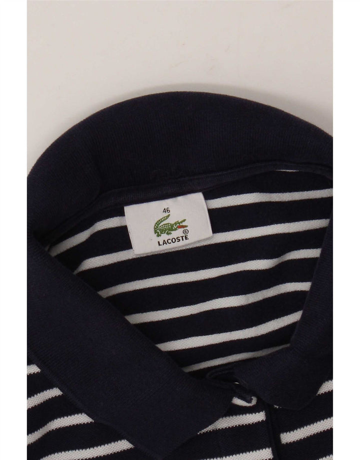 Lacoste Womens Polo Shirt Size 46 XL Navy Blue Striped
