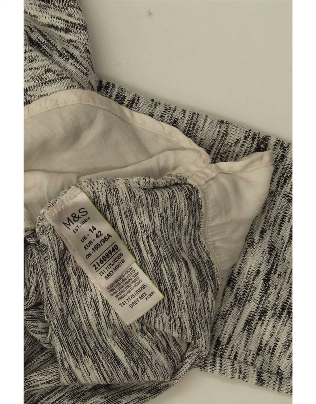 Marks & Spencer Womens Top 3/4 Sleeve UK 14 Large Grey Flecked Cotton