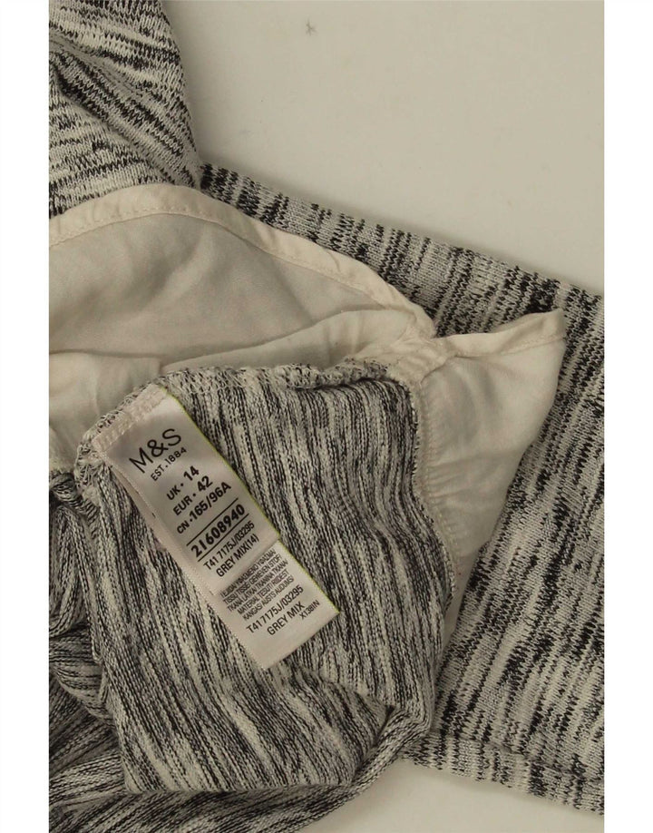 Marks & Spencer Womens Top 3/4 Sleeve UK 14 Large Grey Flecked Cotton