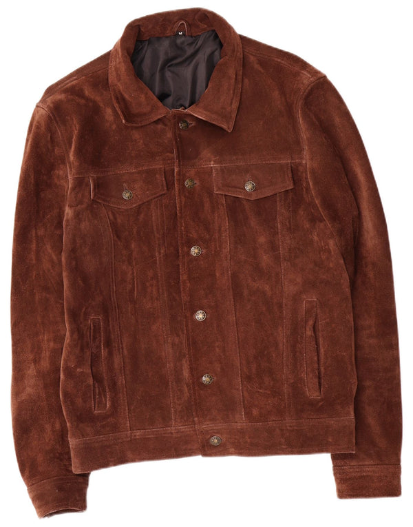 Vintage Mens Suede Gilet UK 38 Medium Brown