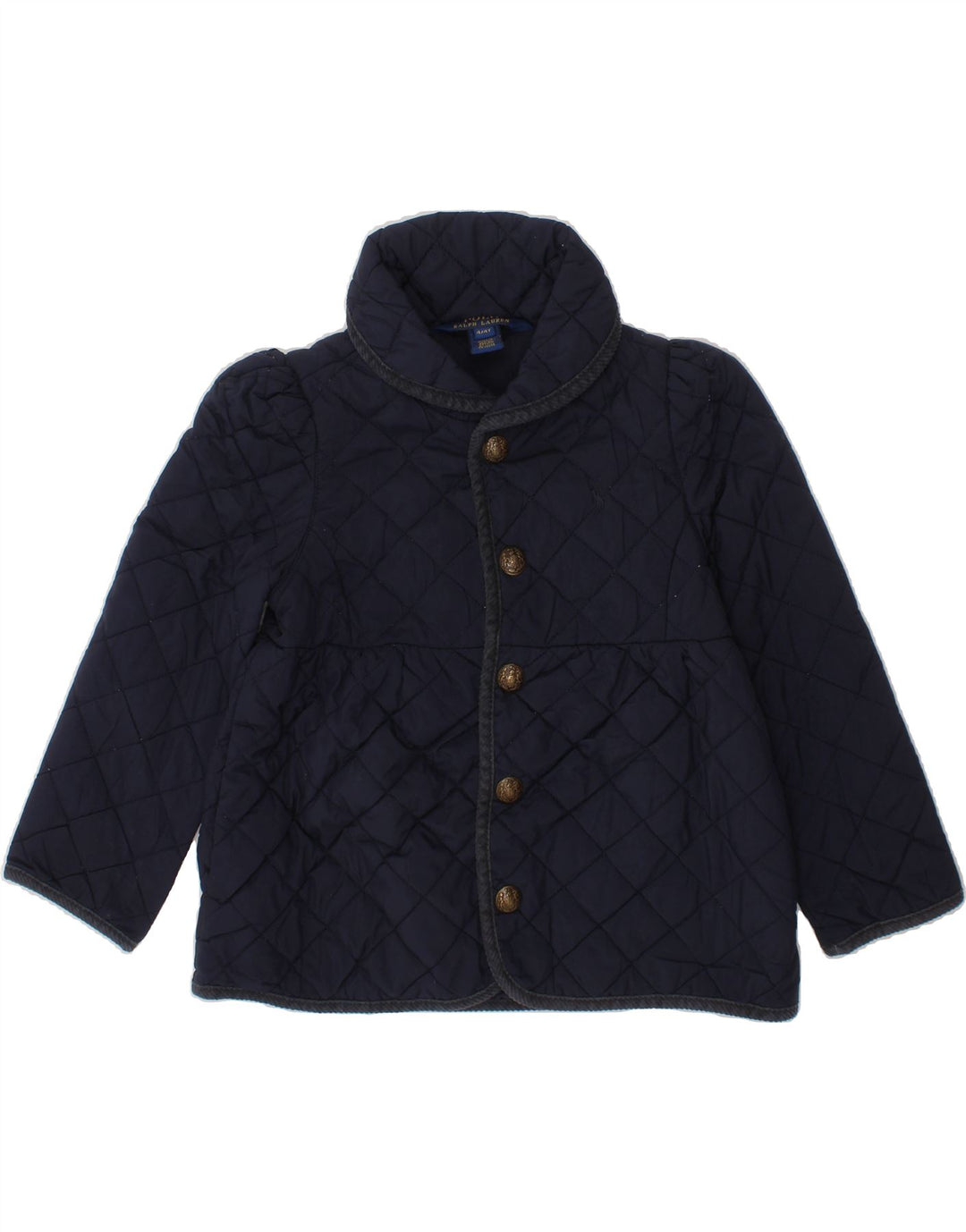 POLO RALPH LAUREN Girls Quilted Jacket 3-4 Years Navy Blue Polyester Vintage Polo Ralph Lauren and Second-Hand Polo Ralph Lauren from Messina Hembry 