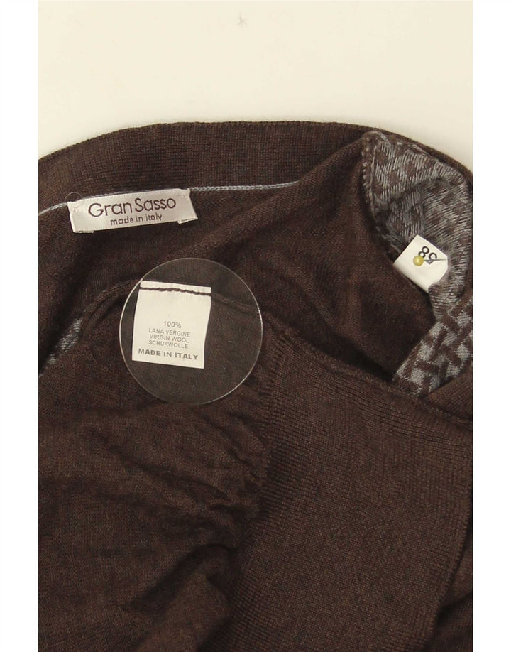 Gran Sasso Mens Cardigan Sweater IT 58 2XL Brown Geometric Wool