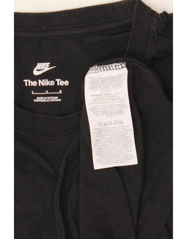 NIKE Mens Graphic T-Shirt Top Large Black Cotton