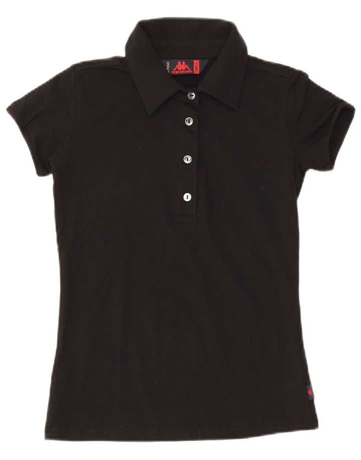 KAPPA Womens Polo Shirt UK 8 Small Black Cotton