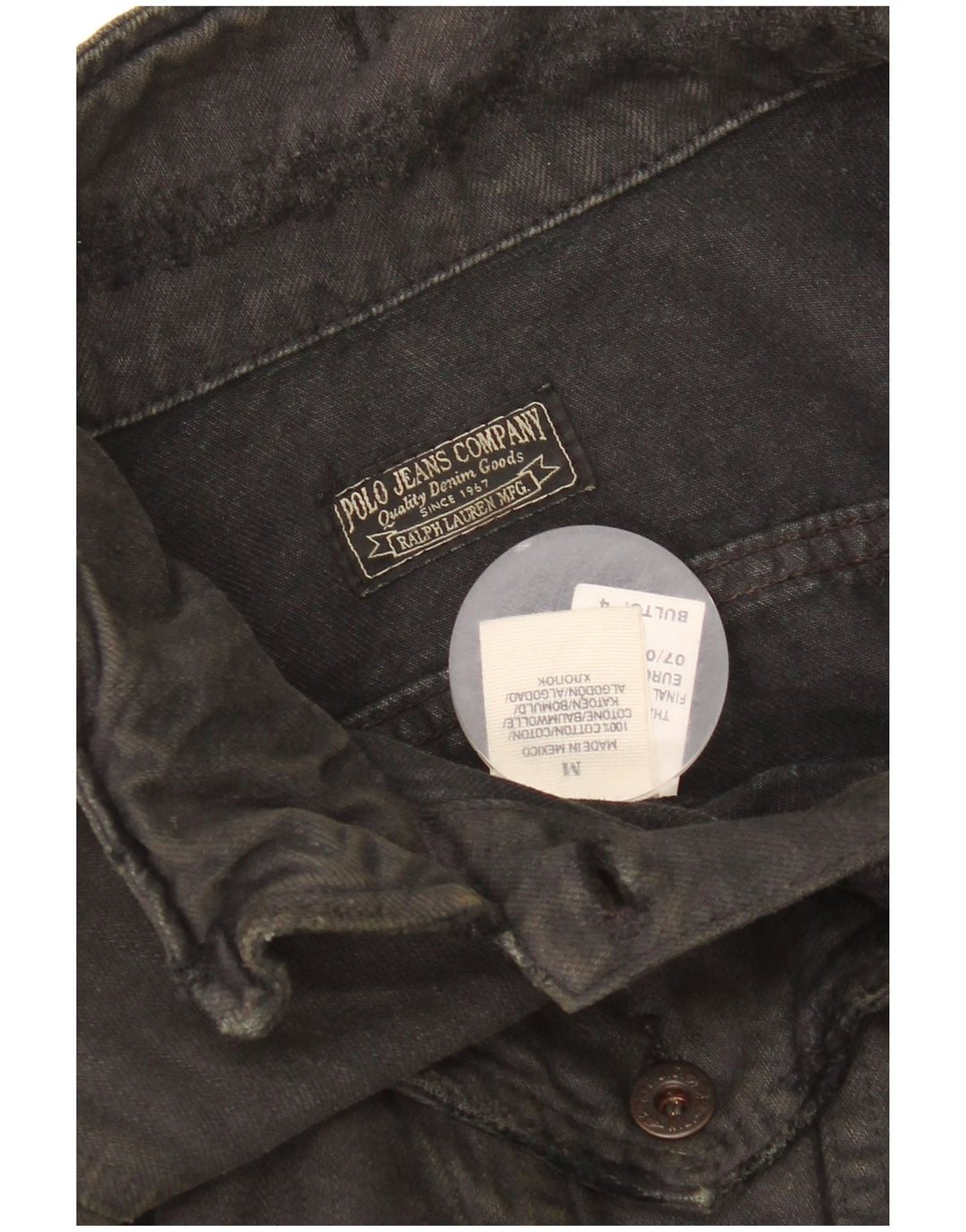 Polo Ralph Lauren Womens Distressed Crop Denim Jacket UK 14 Medium Black