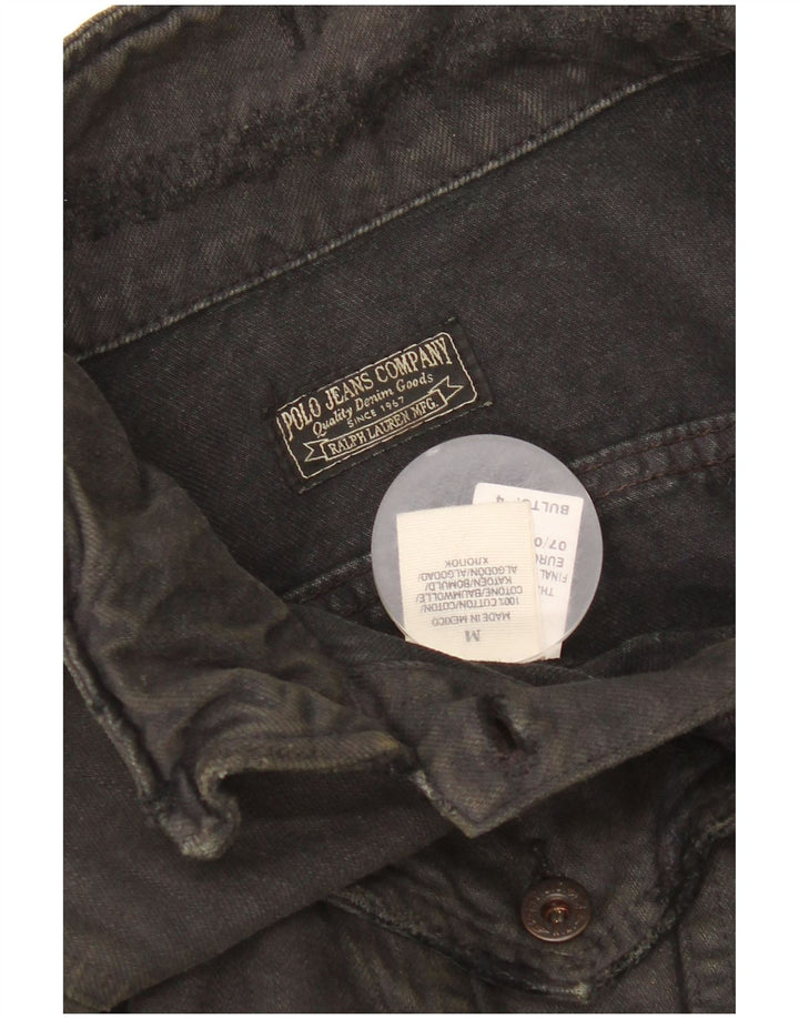 Polo Ralph Lauren Womens Distressed Crop Denim Jacket UK 14 Medium Black
