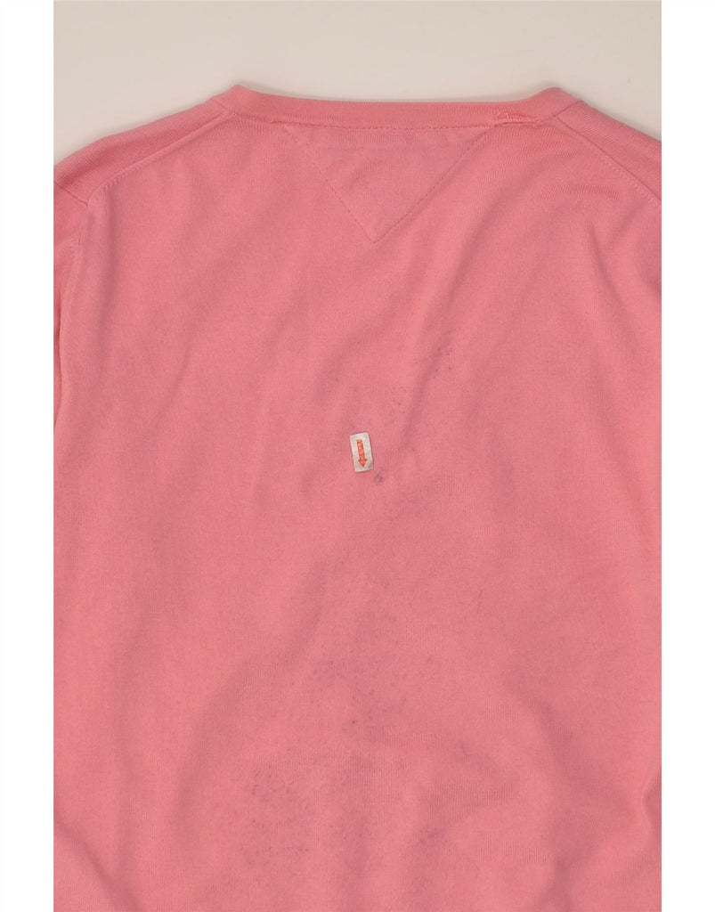 TOMMY HILFIGER Girls V-Neck Jumper Sweater 15-16 Years Medium  Pink Cotton | Vintage Tommy Hilfiger | Thrift | Second-Hand Tommy Hilfiger | Used Clothing | Messina Hembry 