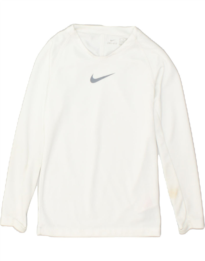 NIKE Boys Dri Fit Top Long Sleeve 6-7 Years White Polyester | Vintage Nike | Thrift | Second-Hand Nike | Used Clothing | Messina Hembry 