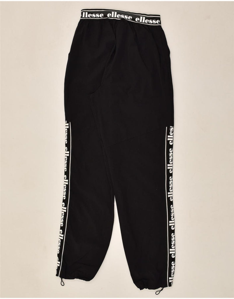 ELLESSE Womens Graphic Tracksuit Trousers Joggers UK 10 Small Black Nylon | Vintage Ellesse | Thrift | Second-Hand Ellesse | Used Clothing | Messina Hembry 