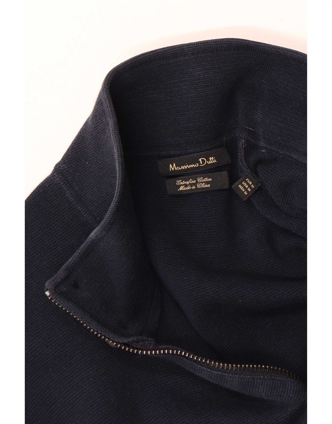 Massimo Dutti Mens Cardigan Sweater Medium Navy Blue Cotton