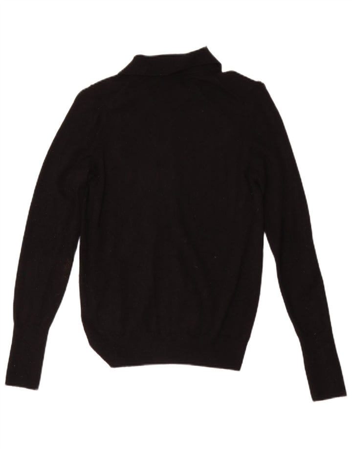 Zara Womens Full Zip Cardigan Sweater UK 8 Small Black Viscose