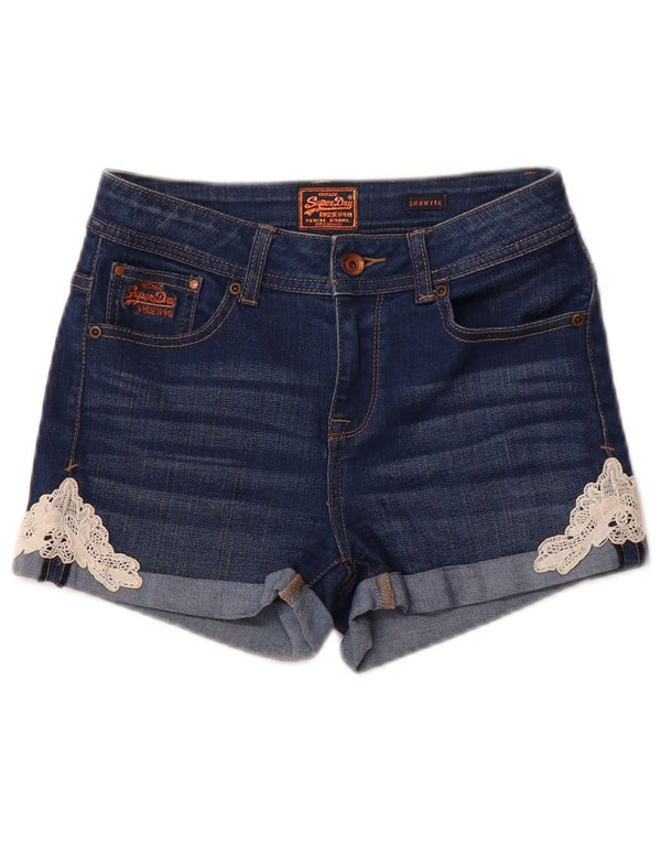 SUPERDRY Womens Denim Shorts W26 Small Blue Cotton