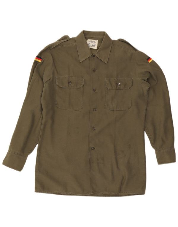 Vintage Mens Military Shirt Medium Khaki