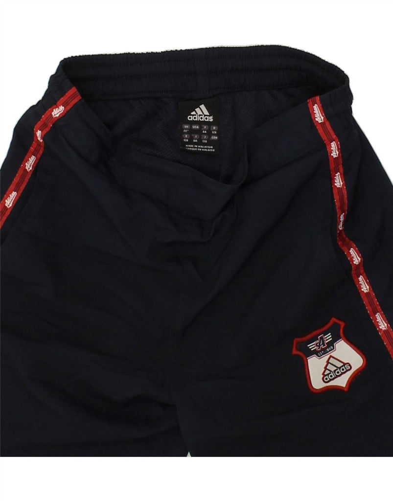 ADIDAS Boys Graphic Sport Shorts 7-8 Years Navy Blue Polyester | Vintage Adidas | Thrift | Second-Hand Adidas | Used Clothing | Messina Hembry 