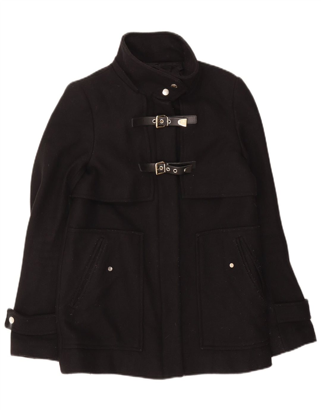 Zara Womens Overcoat UK 10 Small Black Polyester