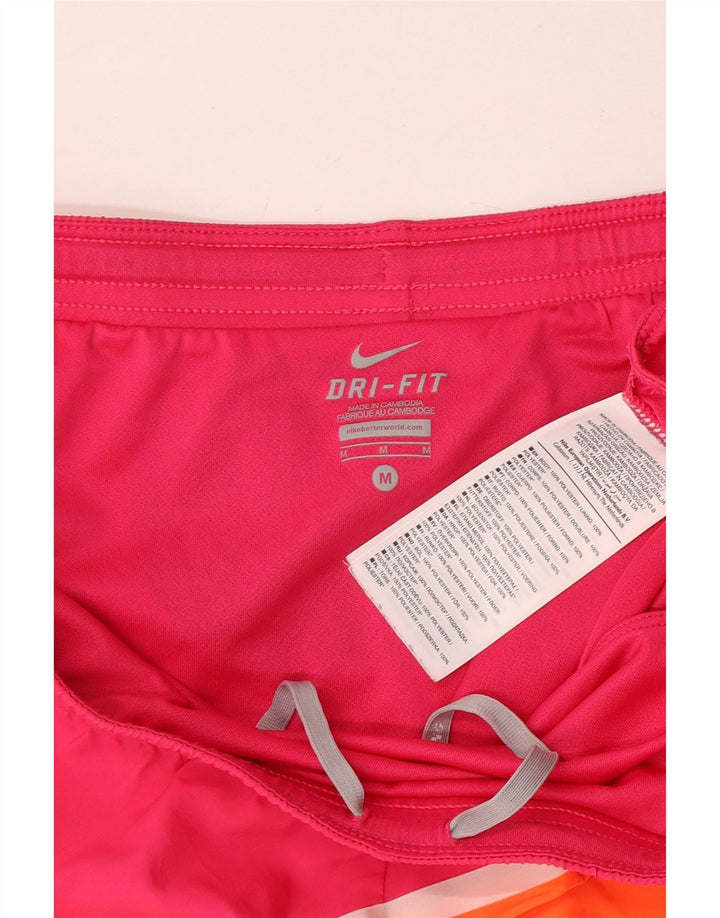 Nike Womens Dri Fit Sport Shorts UK 14 Medium Pink Colourblock Polyester