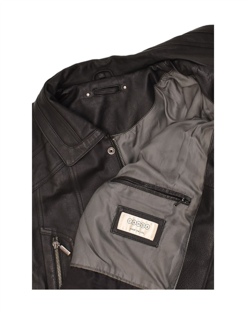 CANDA Mens Leather Coat IT 54 2XL Black Leather Vintage Canda and Second-Hand Canda from Messina Hembry 