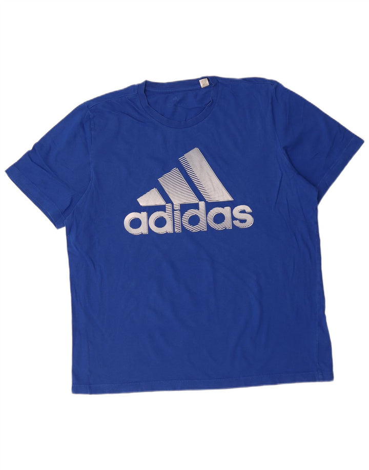 Adidas Mens Graphic T-Shirt Top Large Blue Cotton
