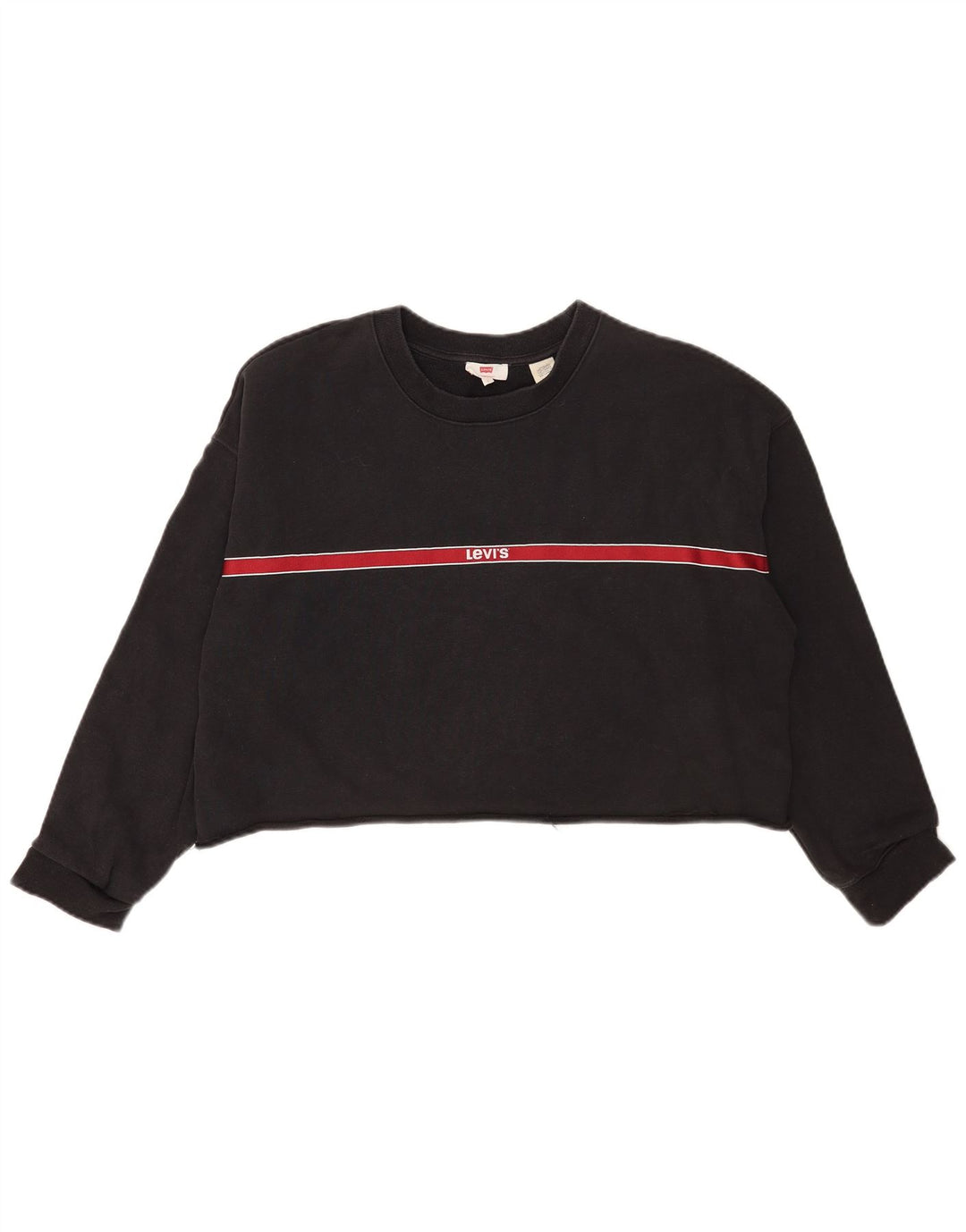 Levi's Womens Crop Oversized Sweatshirt Jumper UK 16 Large Grey Striped