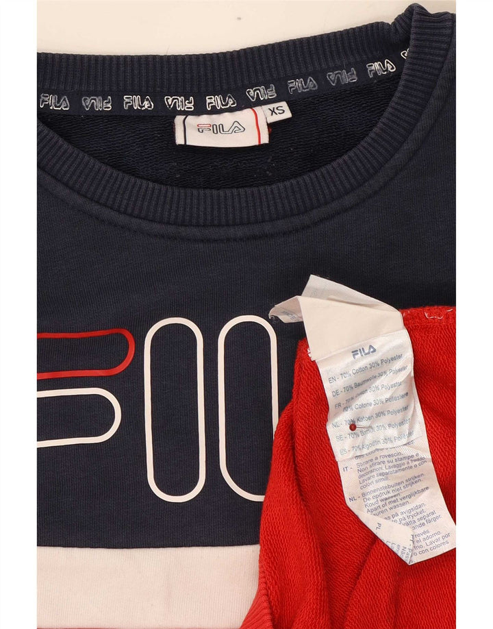 Fila Mens Graphic Sweatshirt Jumper XS Multicoloured Colourblock Cotton