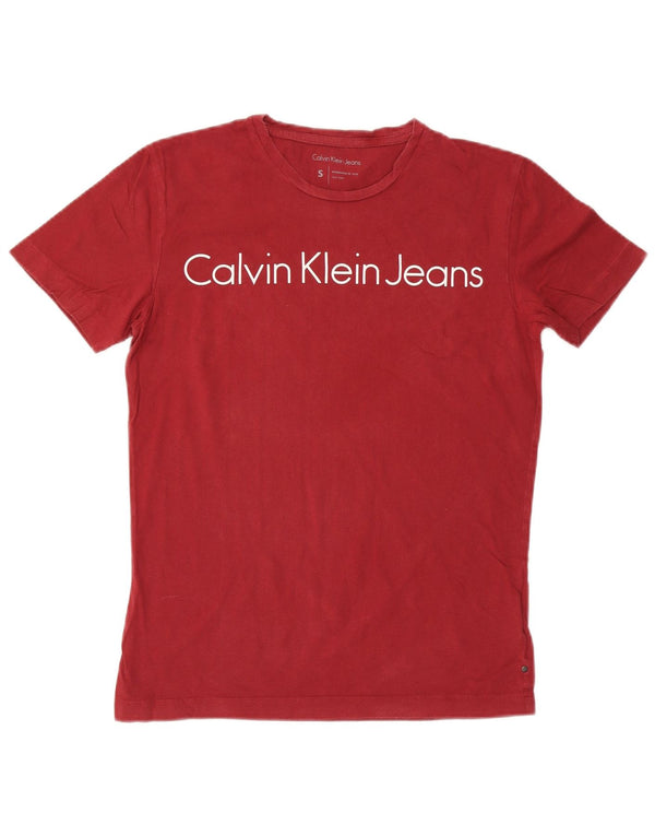 CALVIN KLEIN JEANS Mens Graphic T-Shirt Top Small Red Cotton