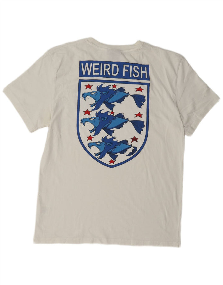 Weird Fish Mens Graphic T-Shirt Top Large White Cotton