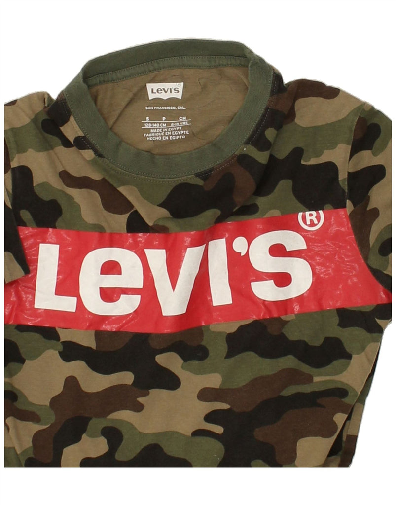 LEVI'S Boys Graphic T-Shirt Top 8-9 Years Small Khaki Camouflage Cotton | Vintage Levi's | Thrift | Second-Hand Levi's | Used Clothing | Messina Hembry 