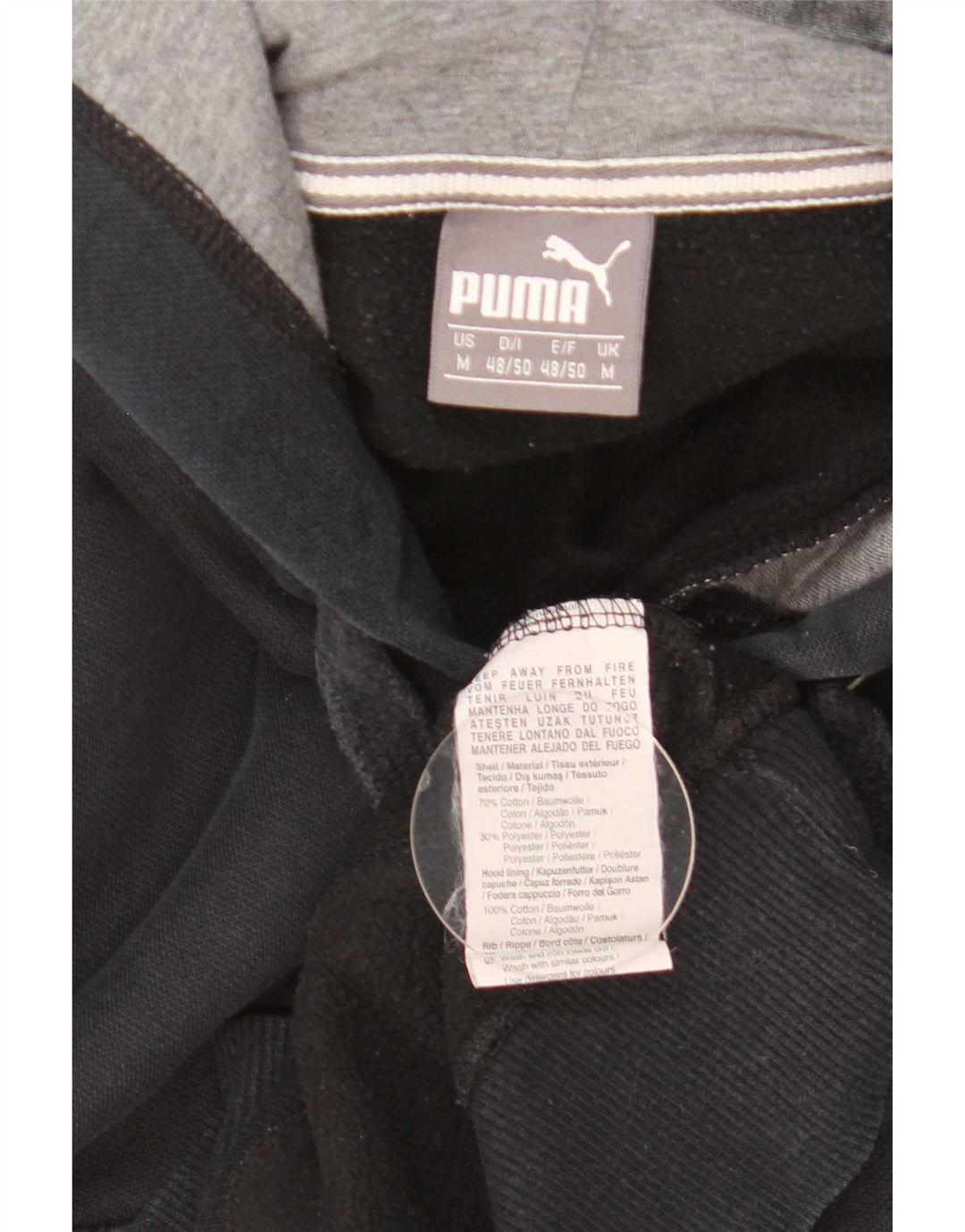 Puma Mens Hoodie Jumper Medium Black Cotton
