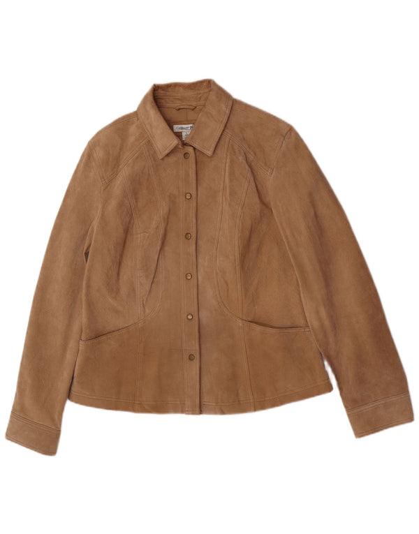 Coldwater Creek Womens Suede Jacket UK 16 Large Brown Leather