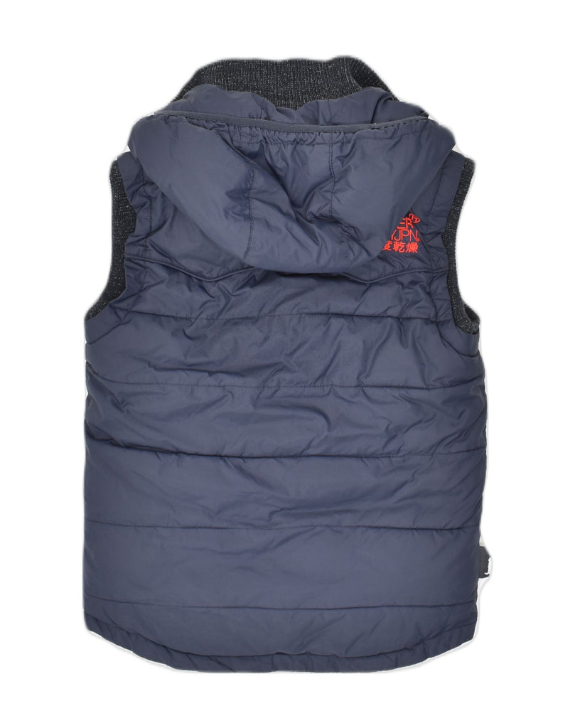 SUPERDRY Womens Hooded Padded Gilet UK 4 XS Navy Blue Polyester | Vintage Superdry | Thrift | Second-Hand Superdry | Used Clothing | Messina Hembry 