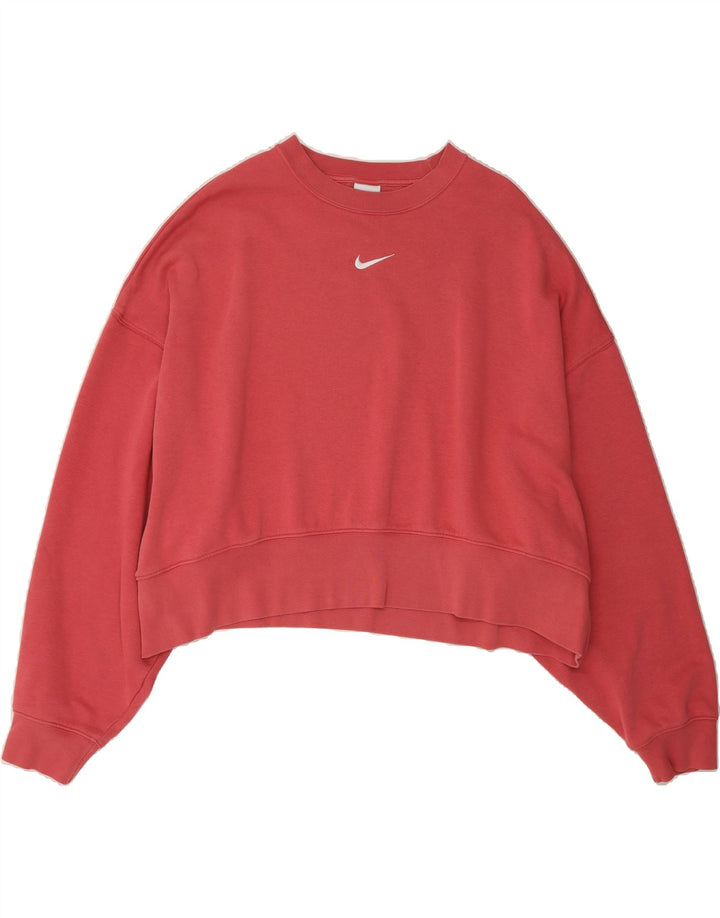 NIKE Womens Crop Oversized Sweatshirt Jumper UK 14 Medium Pink Cotton Vintage Nike and Second-Hand Nike from Messina Hembry 
