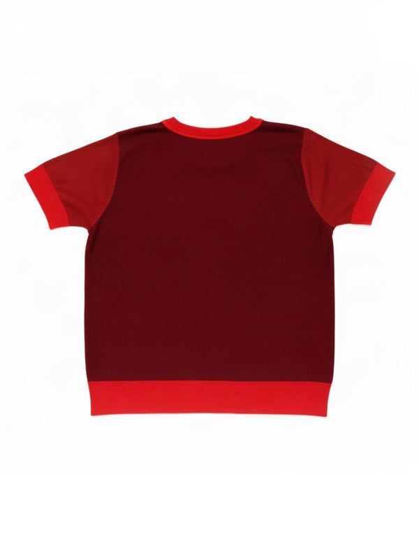 Marks & Spencer Womens T-Shirt Top UK 12 Medium Burgundy Colourblock